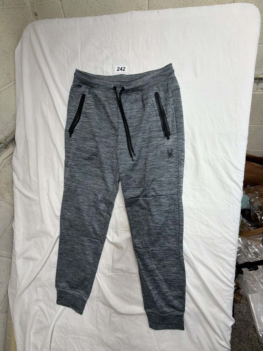 Spyder Active Men's Gray Fleece Athletic Gym Workout Zip Pocket Joggers Medium